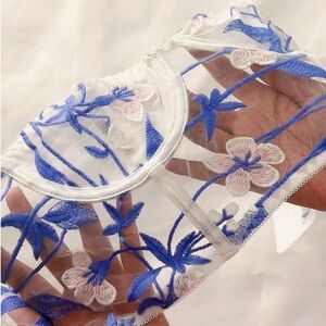 ROMWE Floral Embroidered Coquette Stylish Chic Sexy Sheer Bandeau Lace Bra Sz S